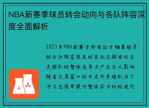 NBA新赛季球员转会动向与各队阵容深度全面解析 NBA新赛季球员转会动向与各队阵容深度全面解析