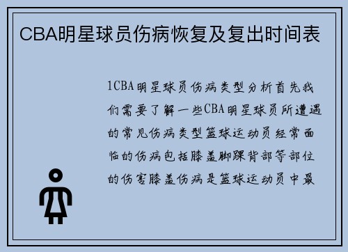 CBA明星球员伤病恢复及复出时间表